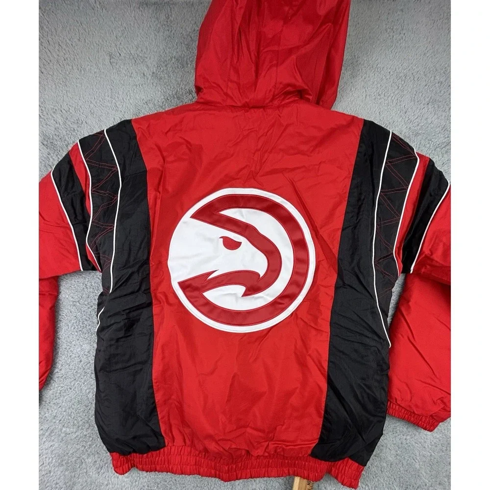 Vintage Starter NBA Atlanta Hawks Retro Logo Mens M Embroidered Half-Zip Jacket